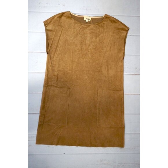 Aritzia Wilfred Free Nori Vegan Faux Suede Boxy Shift Dress Pockets - Size S - Picture 2 of 7